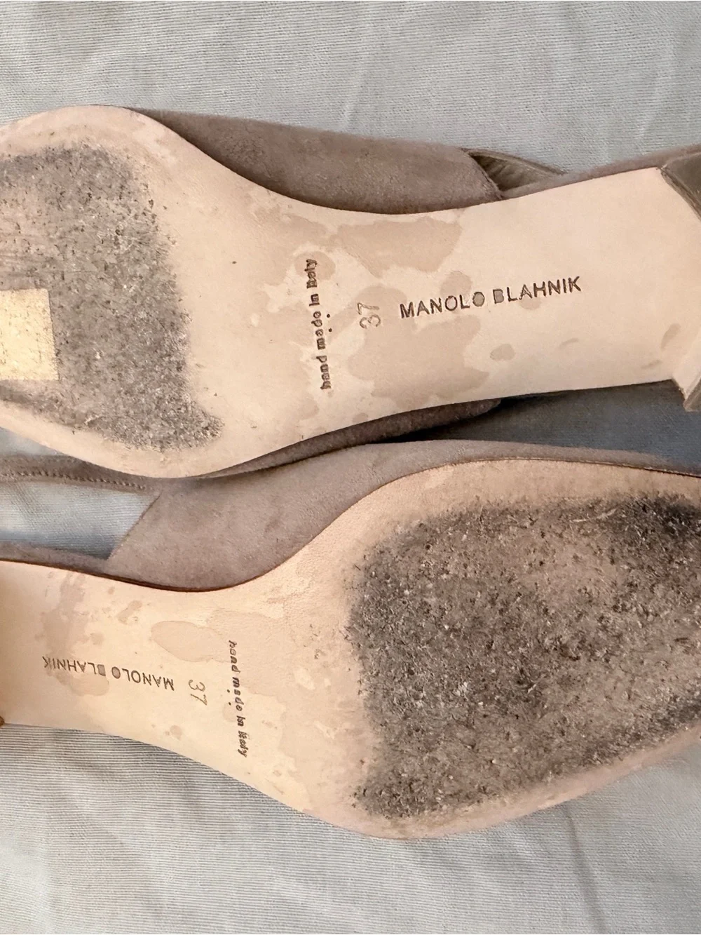 Manolo Blahnik Beige Suede Slingback Pumps
